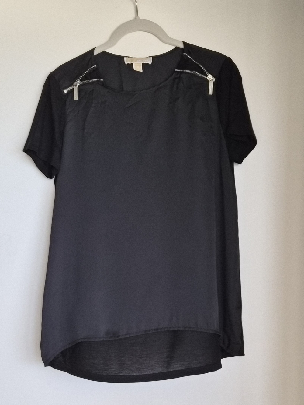 Michael Kors Black Mixed Media Shoulder Zipper